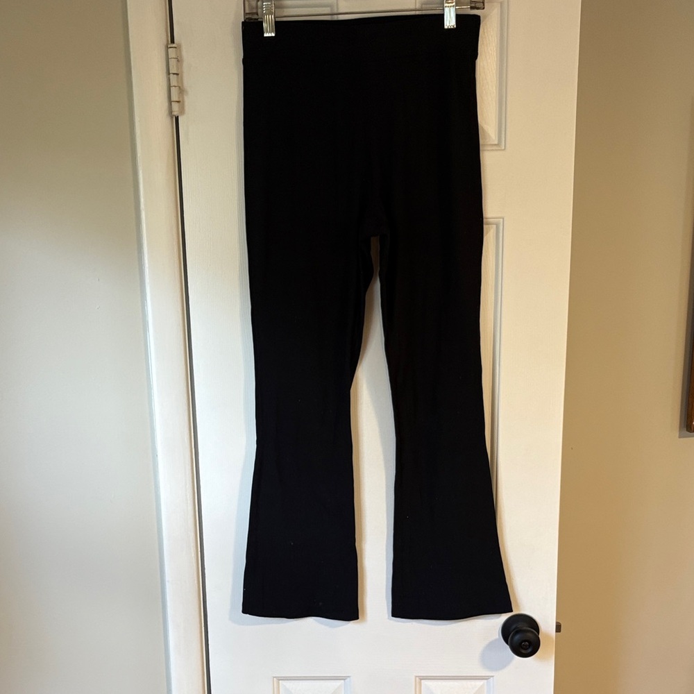 Outdoor Voices Black Flare Ankle-length Ribbed Leggings